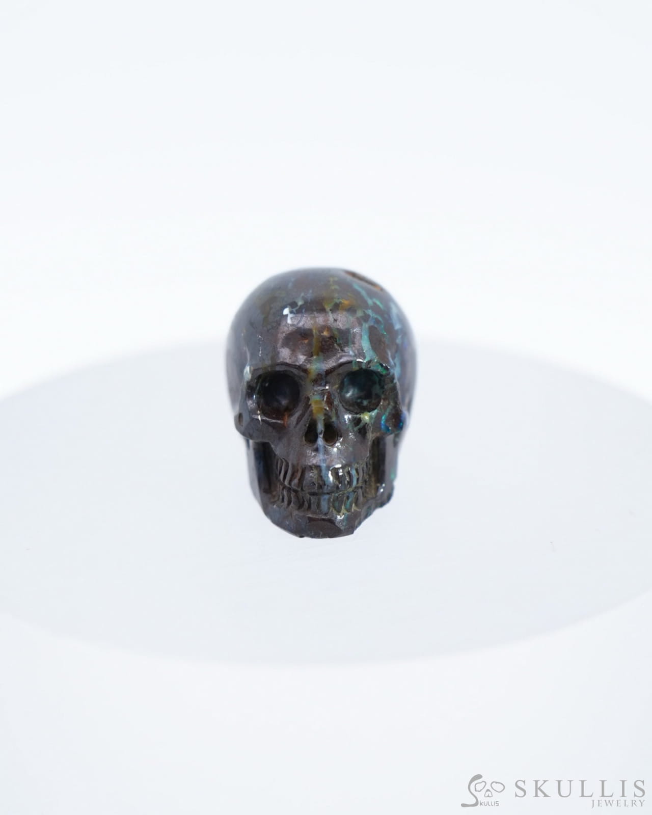 0.7’’ Matrix Opal Carved Gem Skull Skullis Realistic - 0500038 Tiny Gemstone Skull
