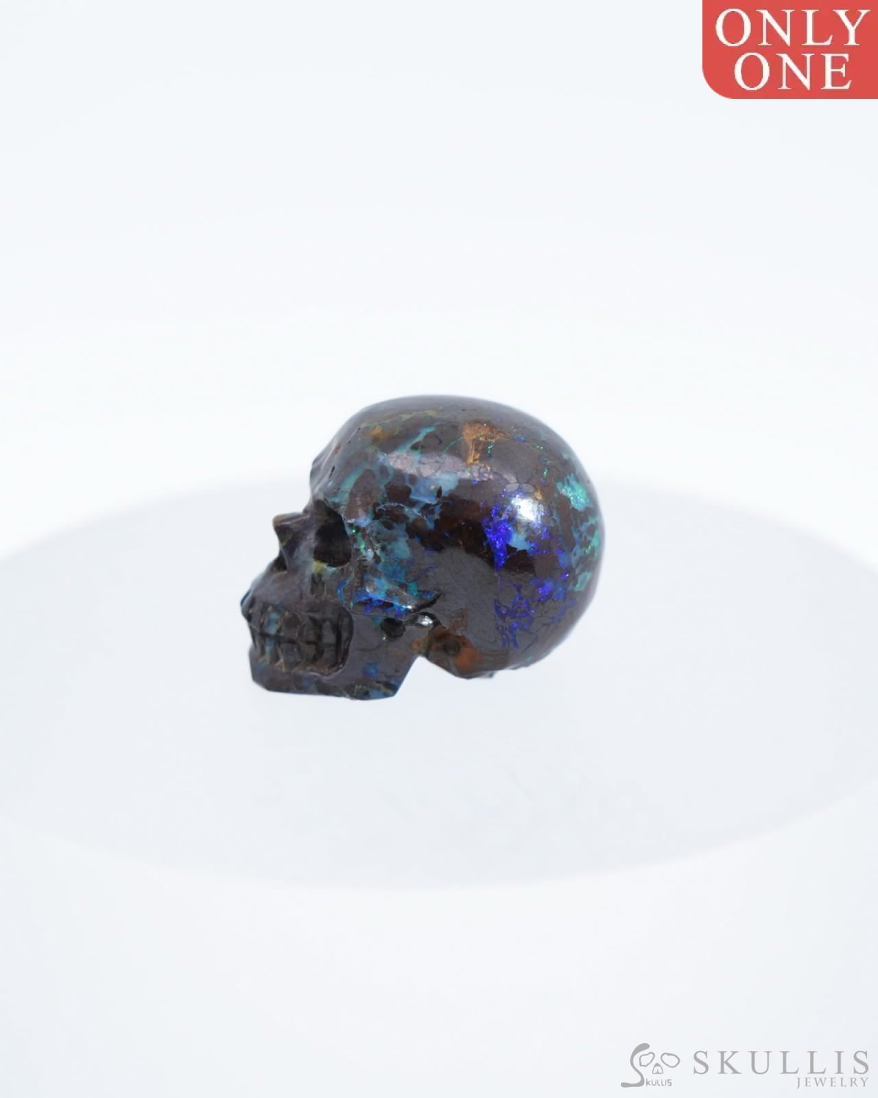 0.7’’ Matrix Opal Carved Gem Skull Skullis Realistic - 0500038 Tiny Gemstone Skull