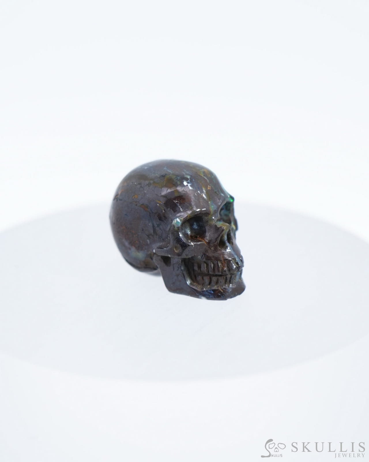 0.7’’ Matrix Opal Carved Gem Skull Skullis Realistic - 0500038 Tiny Gemstone Skull