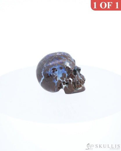 0.7’’ Matrix Opal Carved Gem Skull Skullis Realistic - 0500039 Tiny Gemstone Skull