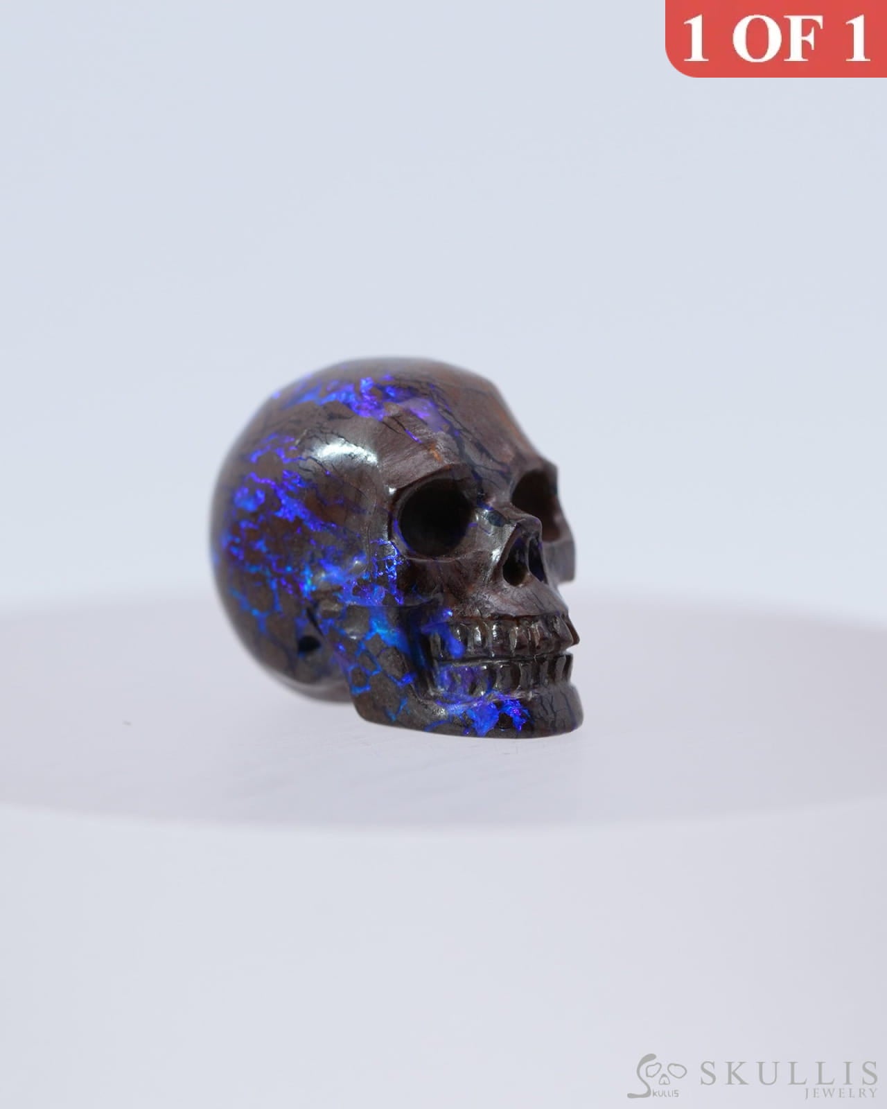 0.7’’ Matrix Opal Carved Gem Skull Skullis Realistic - 0800043 Tiny Gemstone Skull
