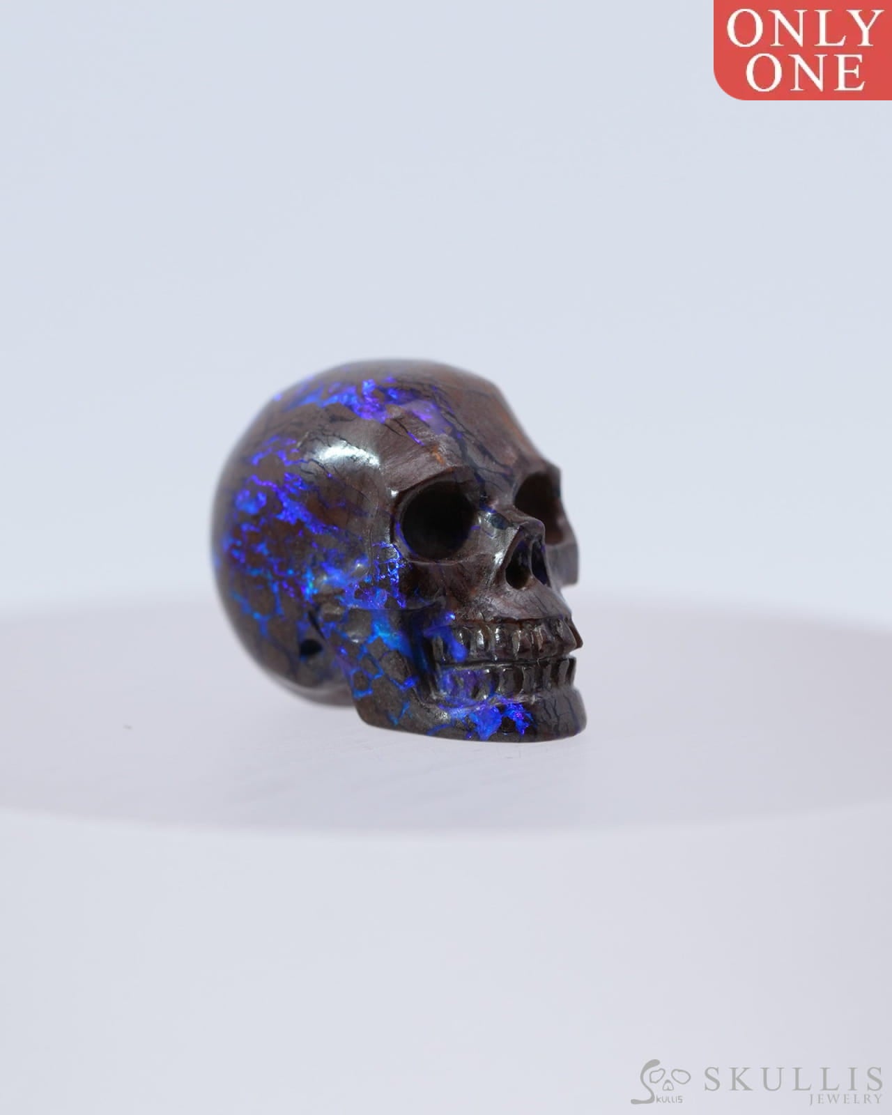 0.7’’ Matrix Opal Carved Gem Skull Skullis Realistic - 0800043 Tiny Gemstone Skull