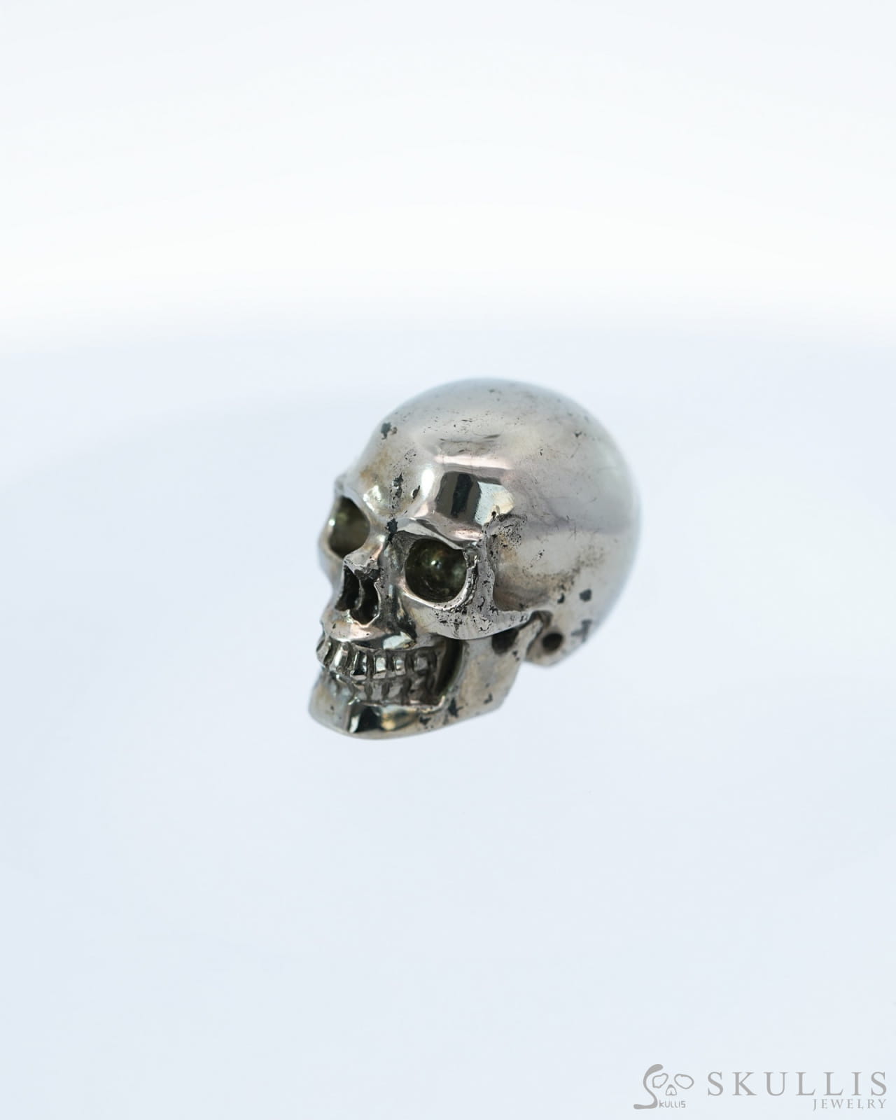 0.7’’ Pyrite Carved Gem Skull Skullis Realistic - 9500096 Tiny Gemstone