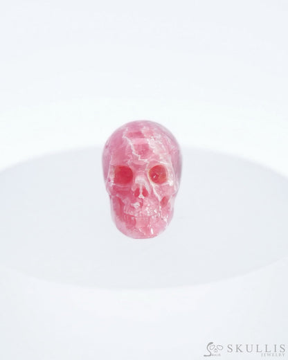 0.7’’ Rhodochrosite Carved Gem Skull Skullis Realistic - 0500041 Tiny Gemstone Skull