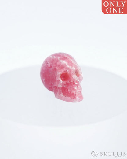 0.7’’ Rhodochrosite Carved Gem Skull Skullis Realistic - 0500041 Tiny Gemstone Skull