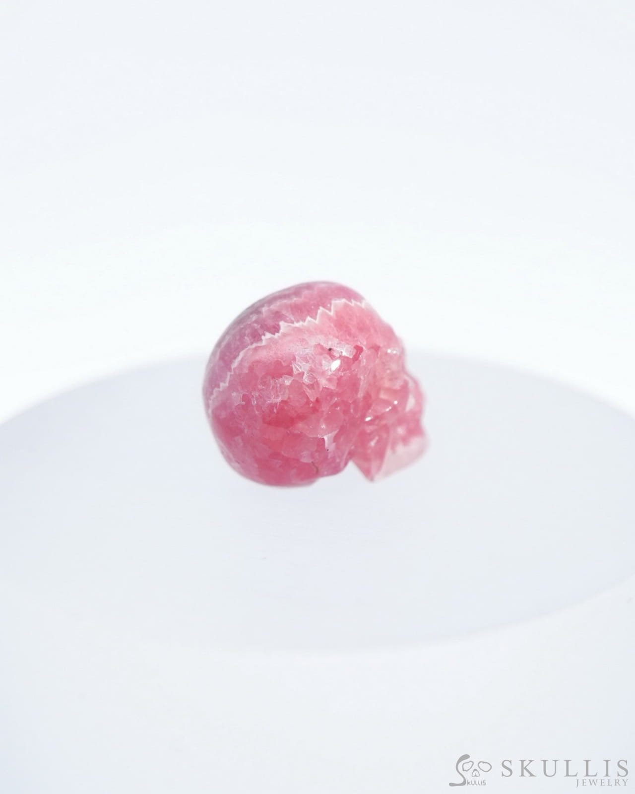 0.7’’ Rhodochrosite Carved Gem Skull Skullis Realistic - 0500041 Tiny Gemstone Skull