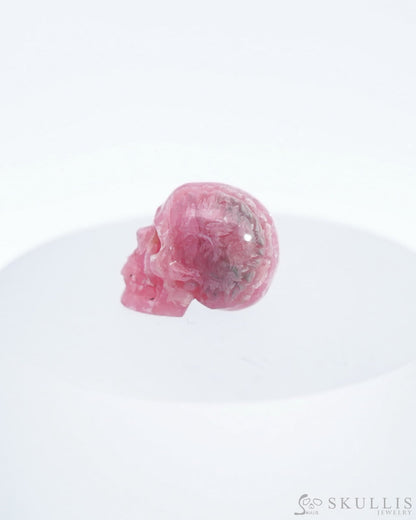 0.7’’ Rhodochrosite Carved Gem Skull Skullis Realistic - 0500041 Tiny Gemstone Skull