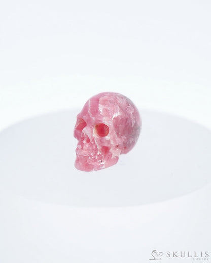 0.7’’ Rhodochrosite Carved Gem Skull Skullis Realistic - 0500041 Tiny Gemstone Skull