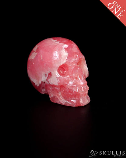 0.7’’ Rhodochrosite Carved Gem Skull Skullis Realistic - ZR19500401 Tiny Gemstone Skull