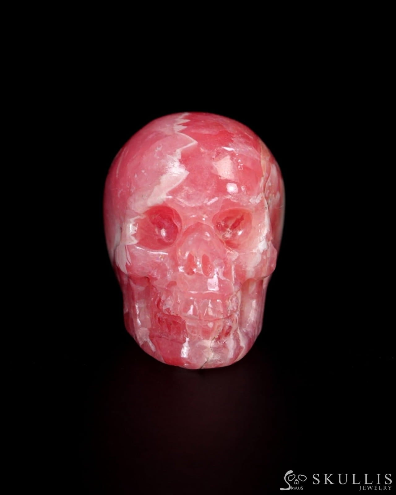 0.7’’ Rhodochrosite Carved Gem Skull Skullis Realistic - ZR19500401 Tiny Gemstone Skull