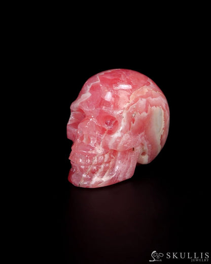 0.7’’ Rhodochrosite Carved Gem Skull Skullis Realistic - ZR19500401 Tiny Gemstone Skull