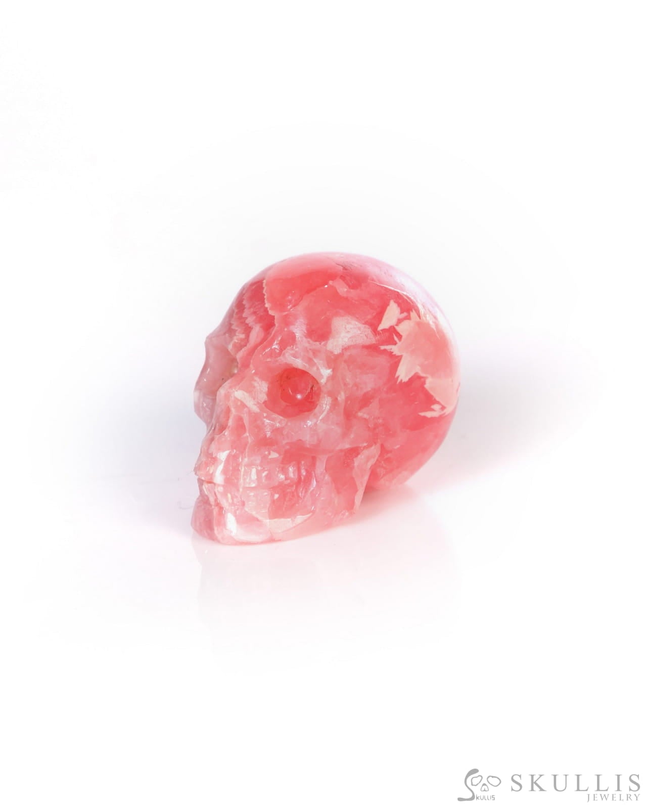 0.7’’ Rhodochrosite Hand Carved Gem Skull Skullis Realistic - 9900192 - Tiny Gemstone Skull