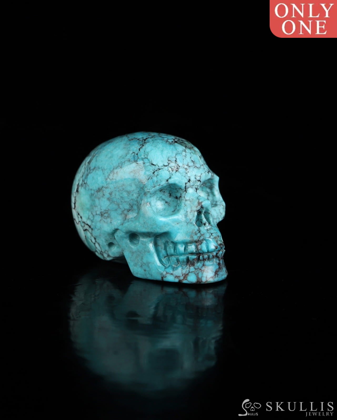 0.7’’ Turquoise Carved Gem Skull Skullis Realistic - 0500070 Tiny Gemstone Skull