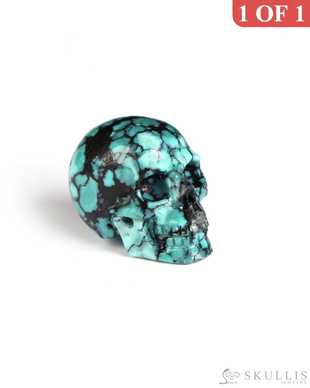 0.7’’ Turquoise Carved Gem Skull Skullis Realistic - 0500071 Tiny Gemstone Skull
