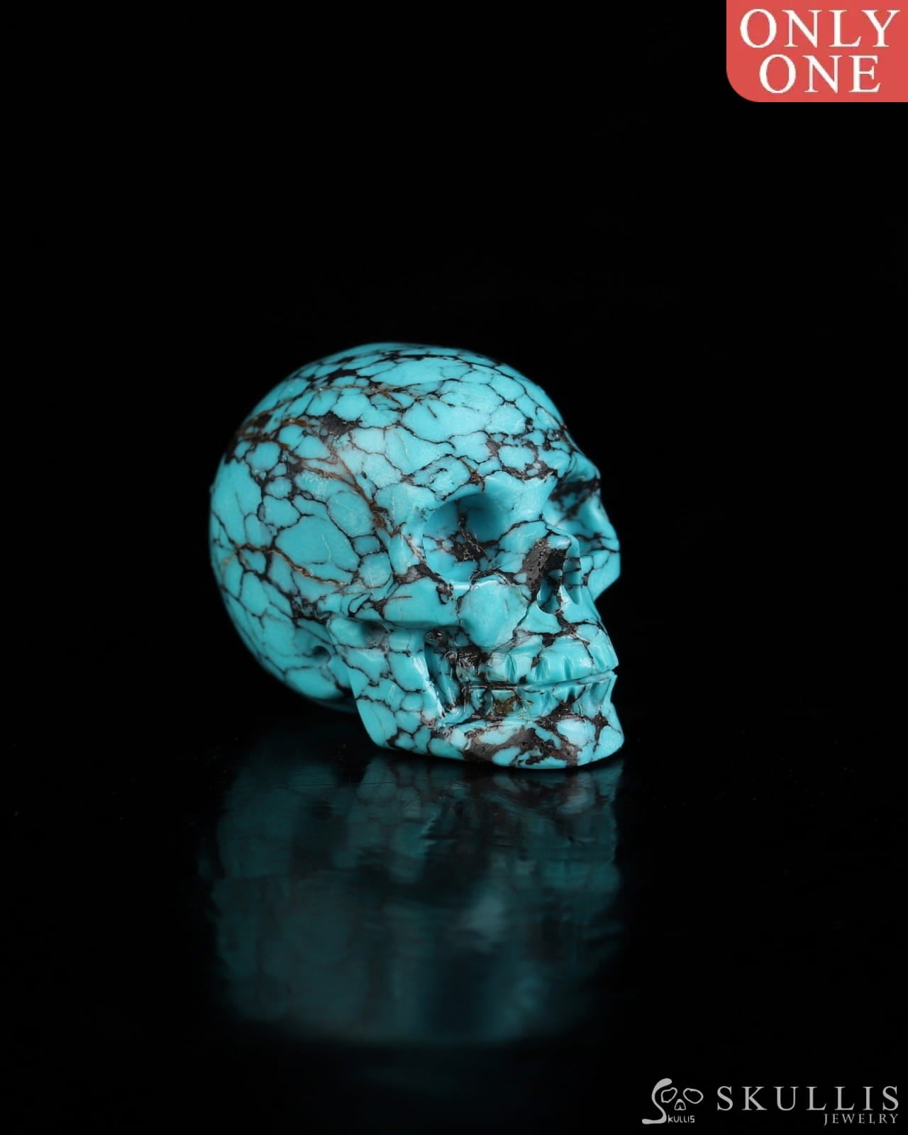 0.7’’ Turquoise Carved Gem Skull Skullis Realistic - 0500072 Tiny Gemstone Skull
