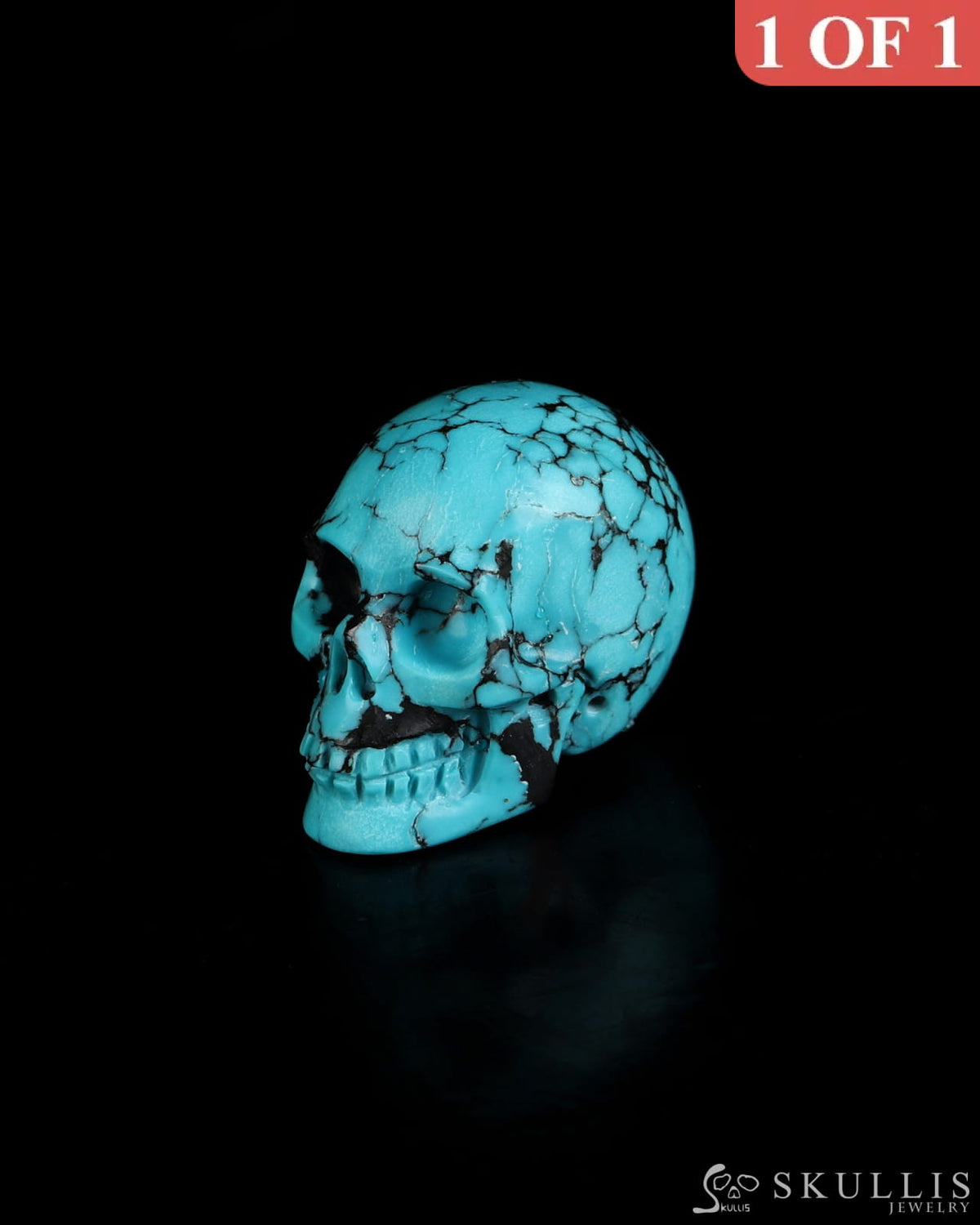 0.7’’ Turquoise Carved Gem Skull Skullis Realistic - 0500073 Tiny Gemstone Skull
