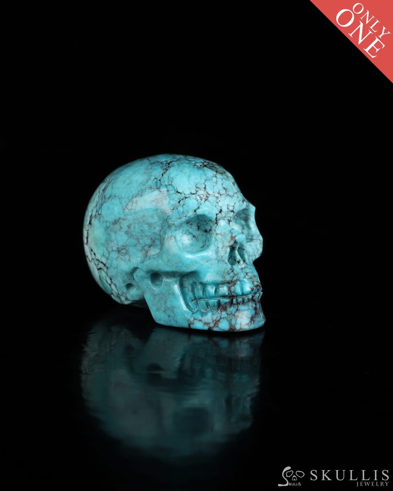 0.7’’ Turquoise Carved Gem Skull Skullis Realistic - 0500070 Tiny Gemstone Skull