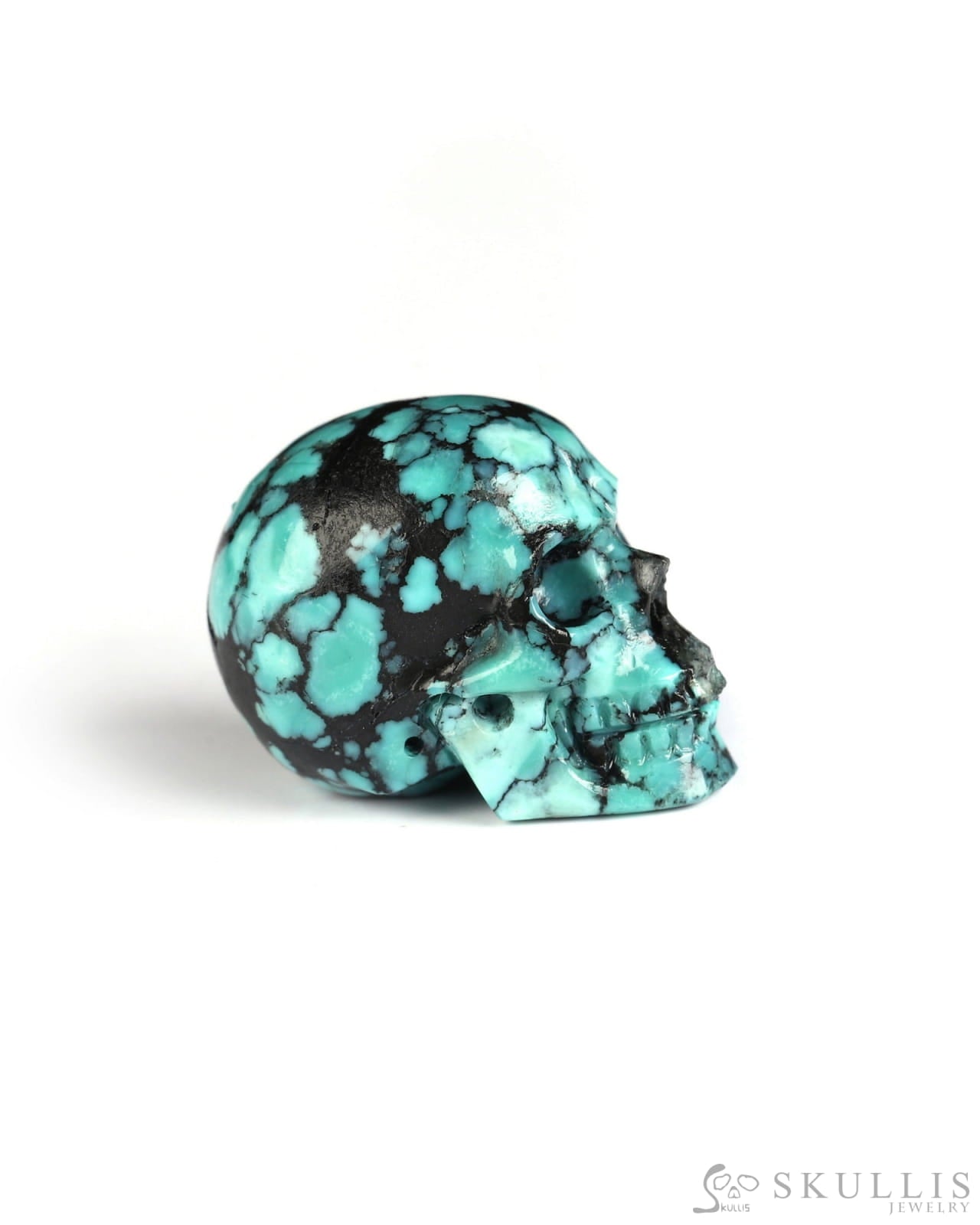 0.7’’ Turquoise Carved Gem Skull Skullis Realistic - 0500071 Tiny Gemstone Skull