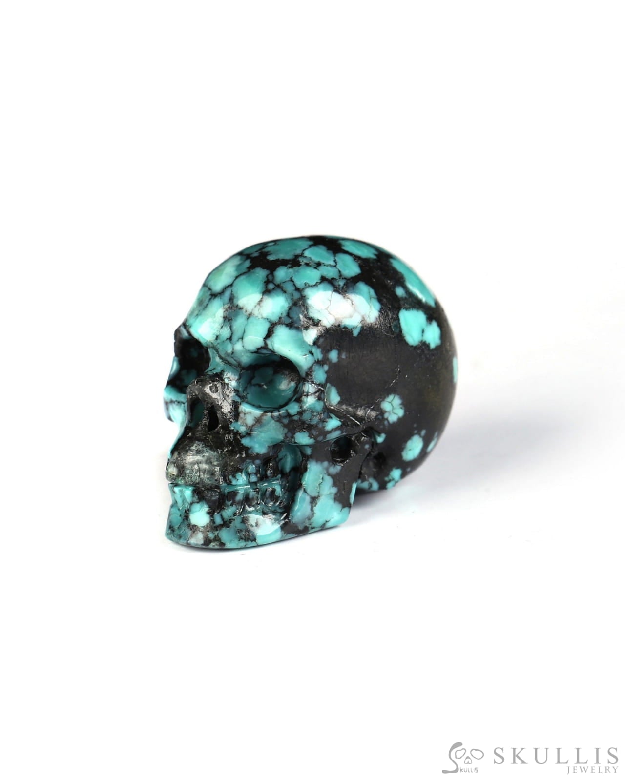 0.7’’ Turquoise Carved Gem Skull Skullis Realistic - 0500071 Tiny Gemstone Skull