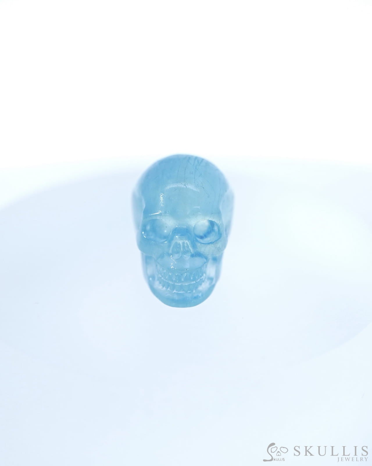 0.8’’ Aquamarine Carved Gem Skull Skullis Realistic - 9500010 Tiny Gemstone