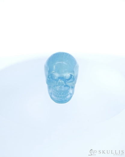 0.8’’ Aquamarine Carved Gem Skull Skullis Realistic - 9500010 Tiny Gemstone