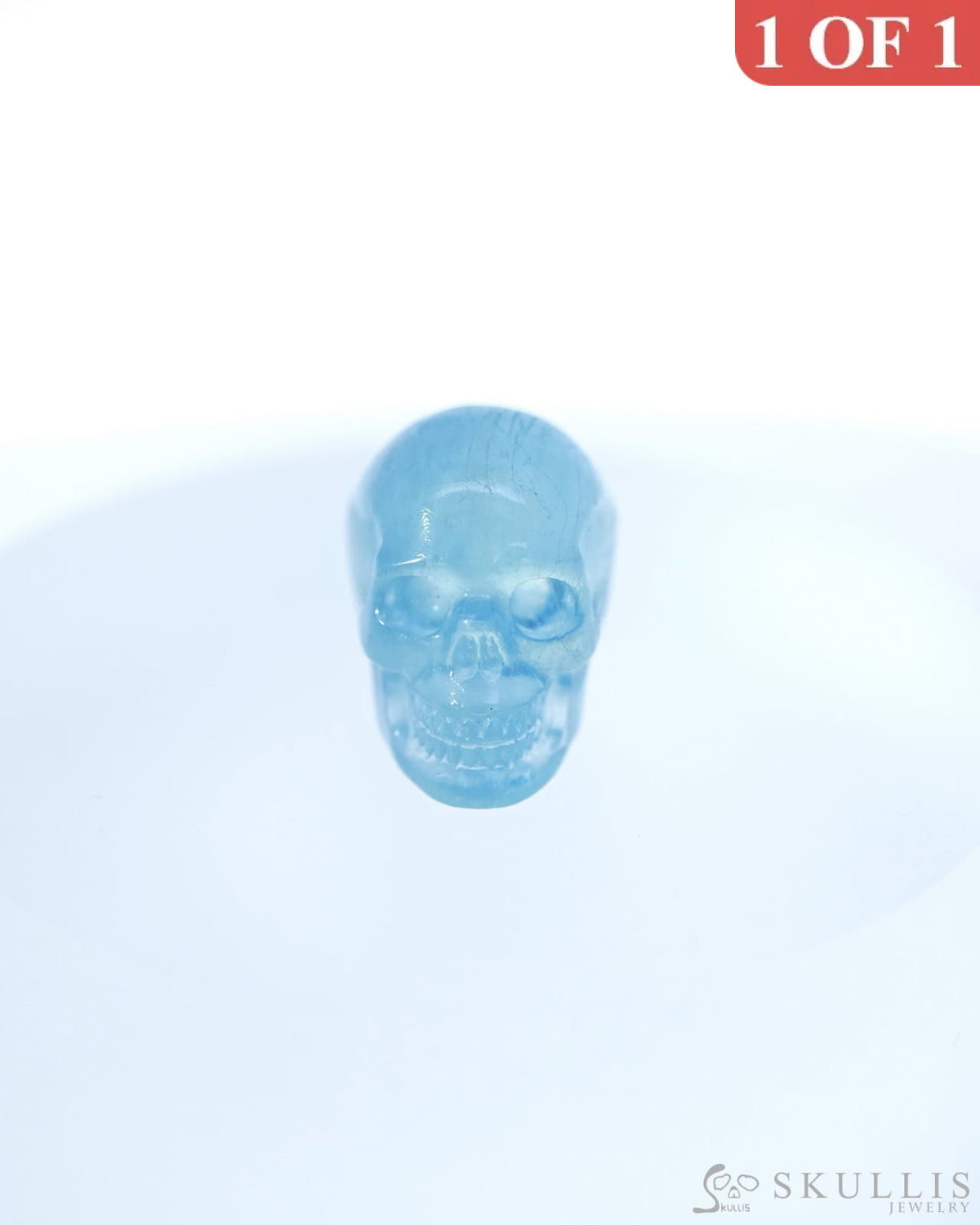0.8’’ Aquamarine Carved Gem Skull Skullis Realistic - 9500010 Tiny Gemstone