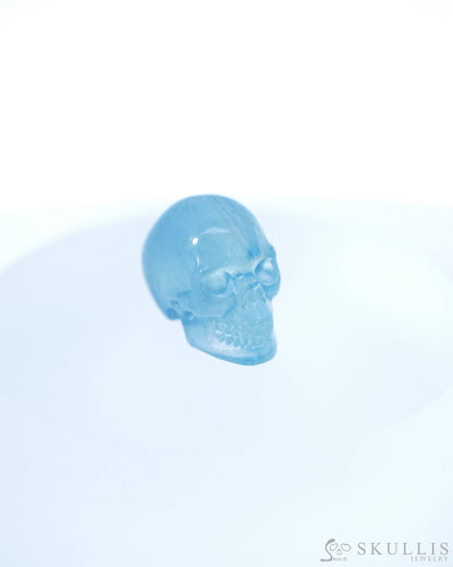 0.8’’ Aquamarine Carved Gem Skull Skullis Realistic - 9500010 Tiny Gemstone