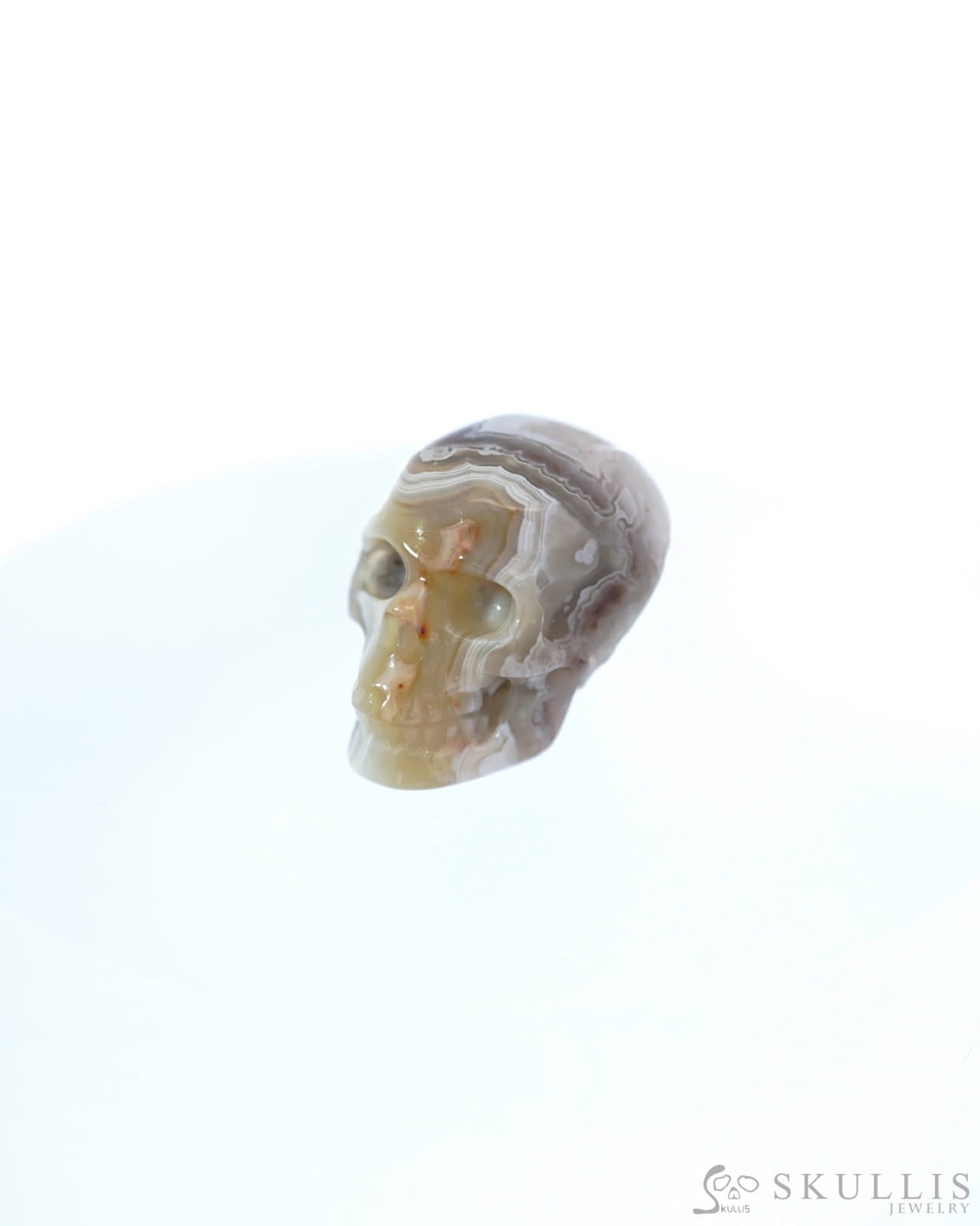 0.8’’ Red Crazy Lace Agate Carved Gem Skull Skullis Realistic - 9500013 Tiny Gemstone Skull