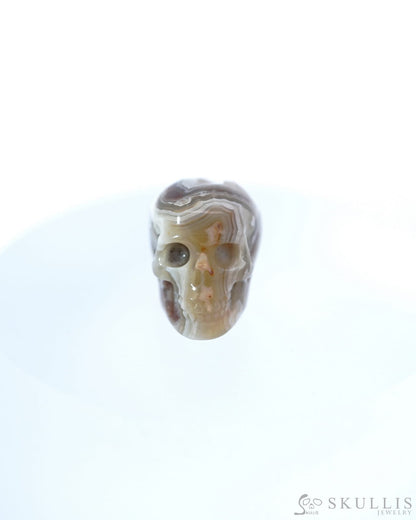 0.8’’ Red Crazy Lace Agate Carved Gem Skull Skullis Realistic - 9500013 Tiny Gemstone Skull