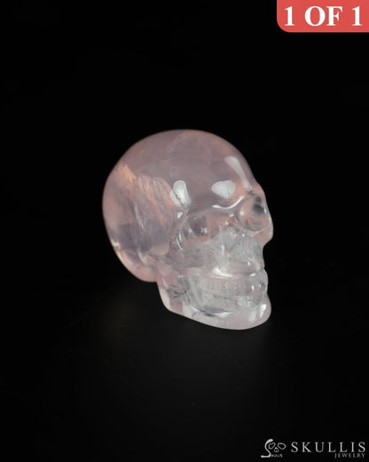 0.8’’ Rose Quartz Carved Gem Skull Skullis Realistic - 9900594 - Tiny Gemstone Skull