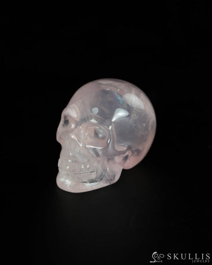 0.8’’ Rose Quartz Carved Gem Skull Skullis Realistic - 9900594 - Tiny Gemstone Skull