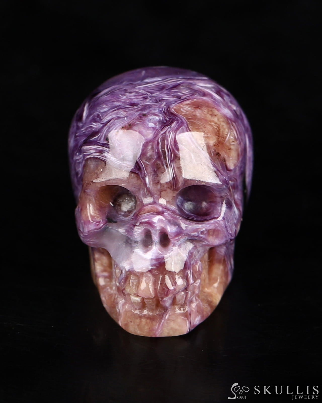 Gem Skull Of Russian Charoite Carved Realistic Tiny Gemstone