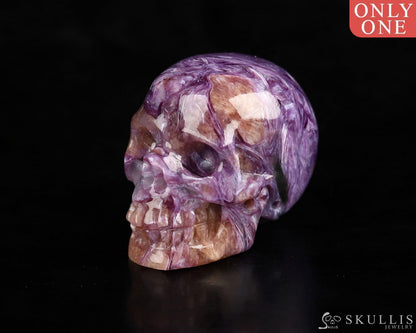 Gem Skull Of Russian Charoite Carved Realistic Tiny Gemstone
