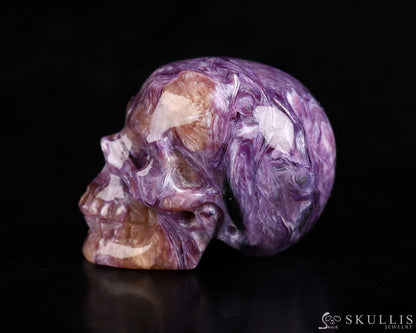 Gem Skull Of Russian Charoite Carved Realistic Tiny Gemstone