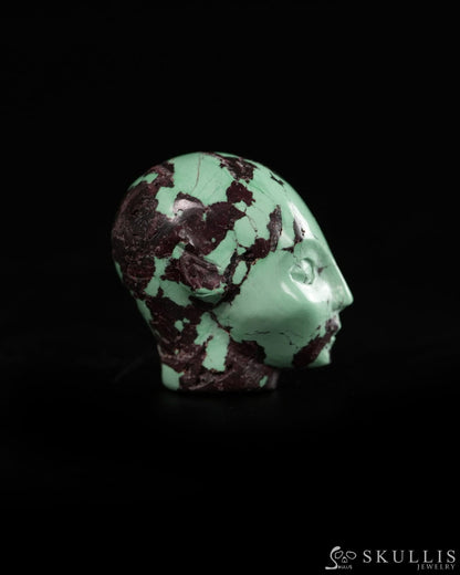 0.8’’ Spiderweb Turquoise (Matrix Turquoise) Hand Carved Gem Elf Skullis Realistic - 9900364 - Tiny Gemstone Skull