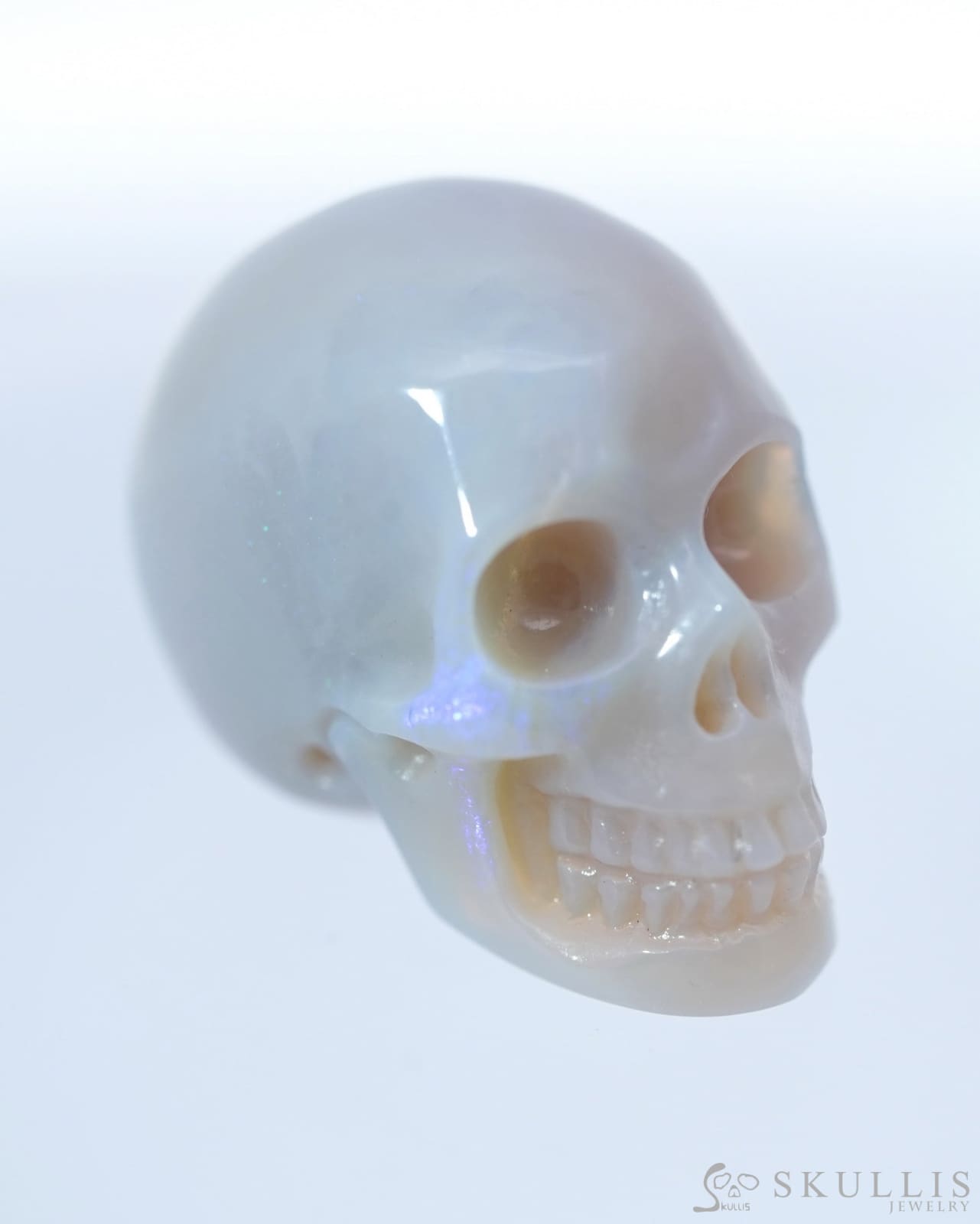 0.9’’ Australian Opal Carved Gem Skull Skullis Realistic - 0500006 Tiny Gemstone