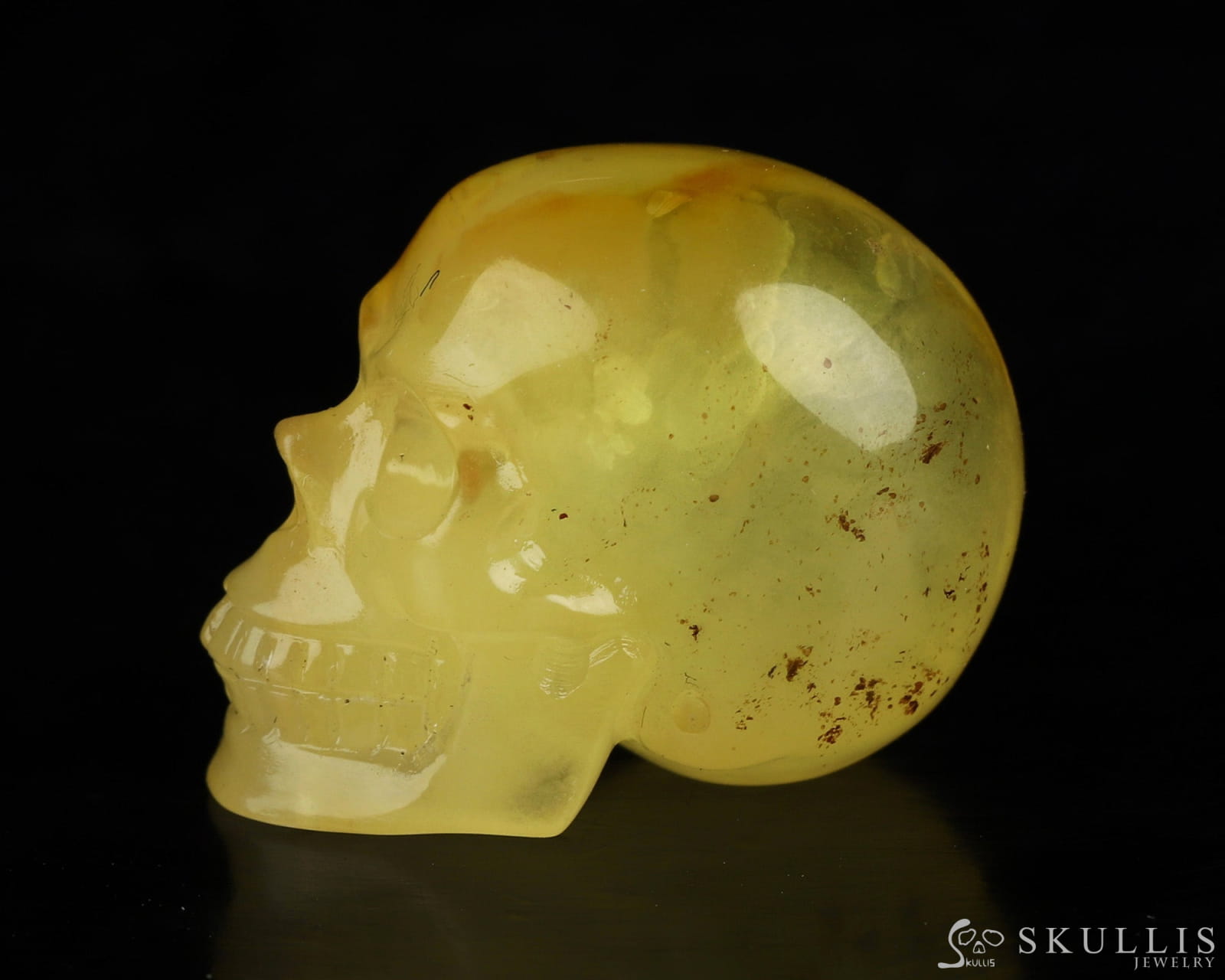 Gem Skull Of Baltic Amber Carved Realistic Tiny Gemstone