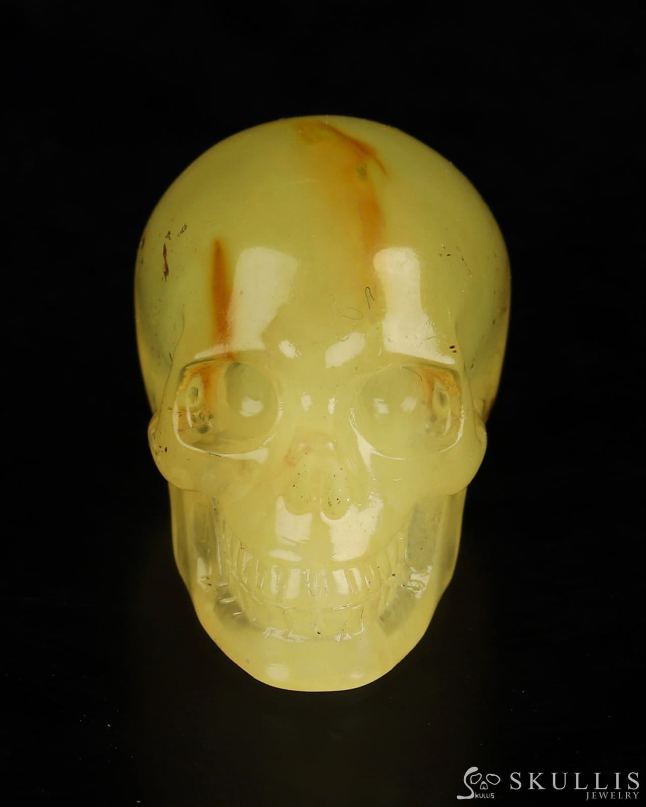 Gem Skull Of Baltic Amber Carved Realistic Tiny Gemstone