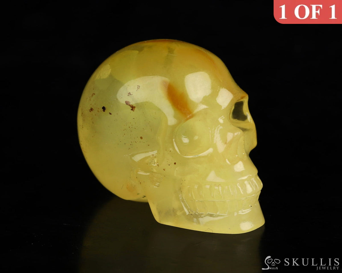 Gem Skull Of Baltic Amber Carved Realistic Tiny Gemstone
