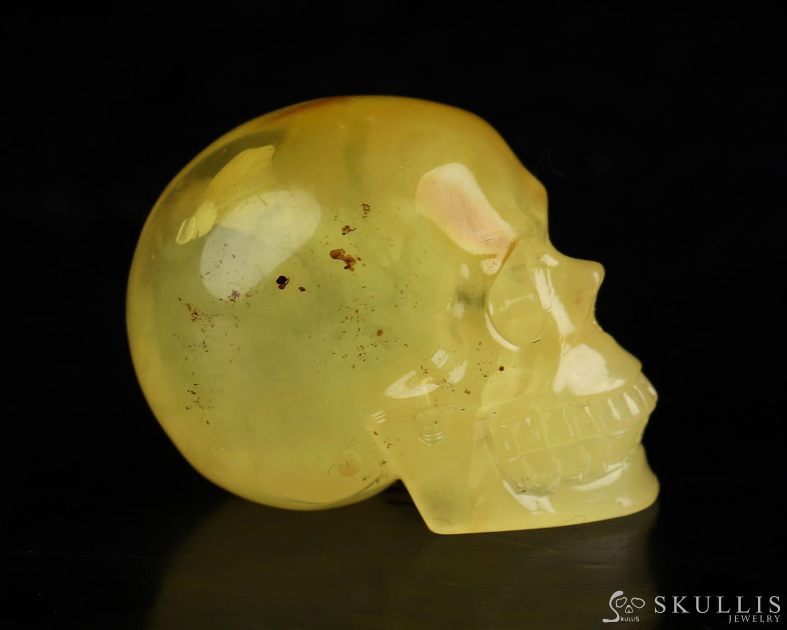 Gem Skull Of Baltic Amber Carved Realistic Tiny Gemstone