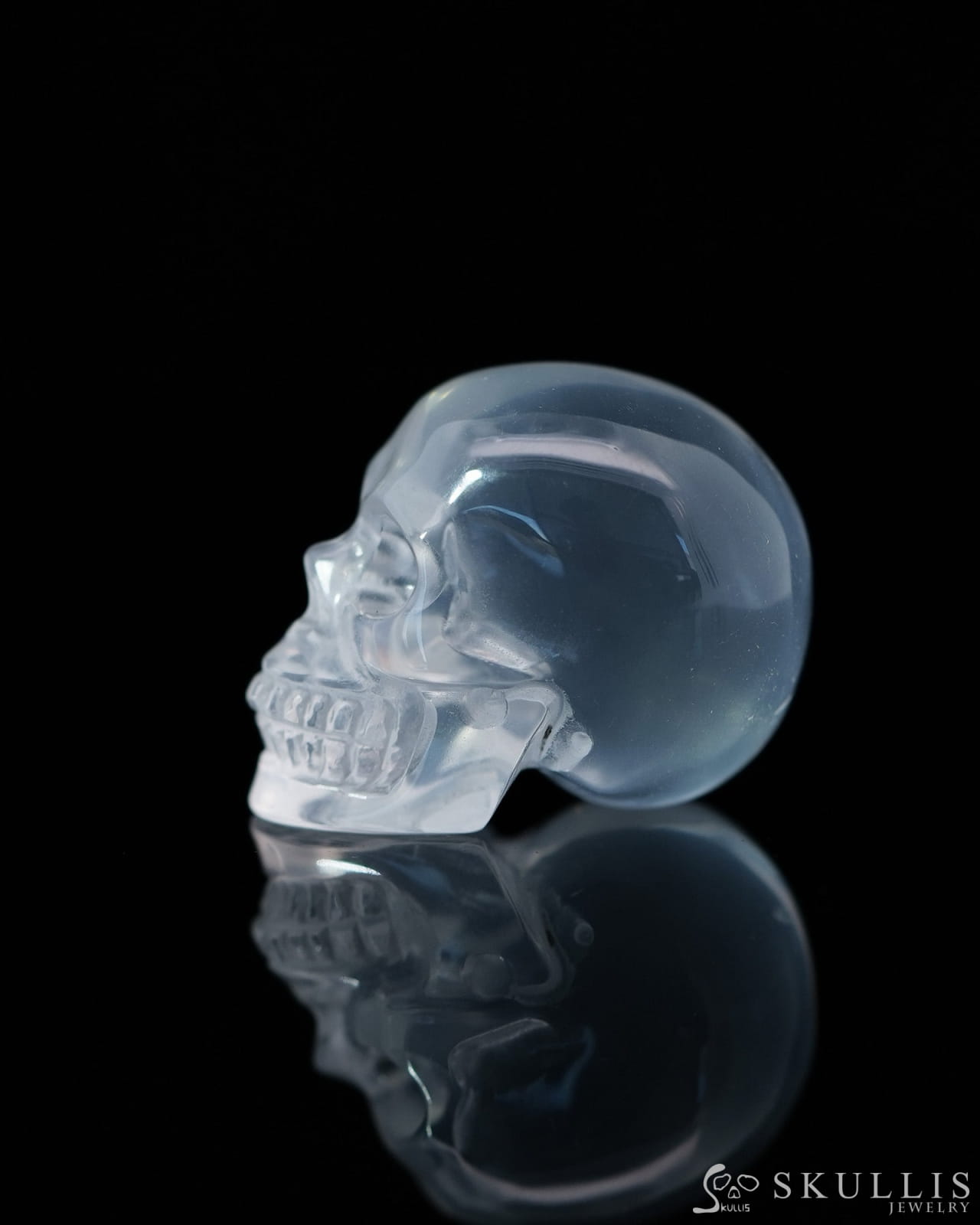 0.9’’ Milky Quartz Carved Gem Skull Skullis Realistic - 0800040 Tiny Gemstone Skull
