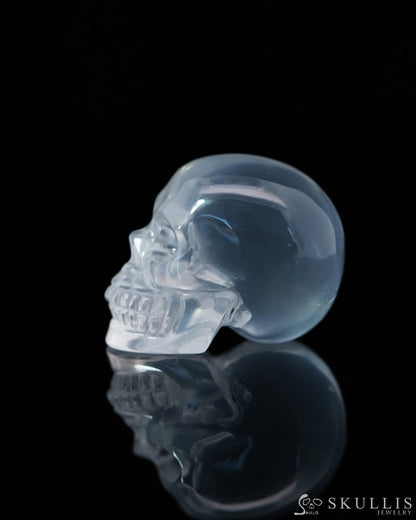 0.9’’ Milky Quartz Carved Gem Skull Skullis Realistic - 0800040 Tiny Gemstone Skull