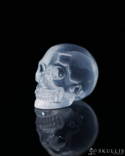 0.9’’ Milky Quartz Carved Gem Skull Skullis Realistic - 0800040 Tiny Gemstone Skull