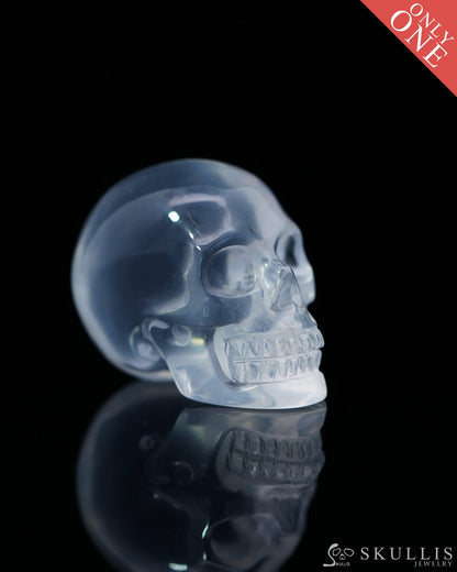 0.9’’ Milky Quartz Carved Gem Skull Skullis Realistic - 0800040 Tiny Gemstone Skull