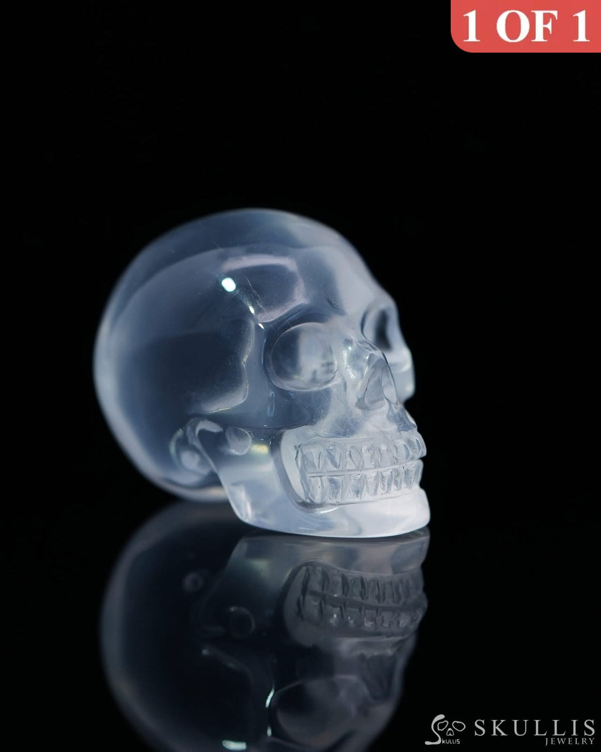 0.9’’ Milky Quartz Carved Gem Skull Skullis Realistic - 0800040 Tiny Gemstone Skull