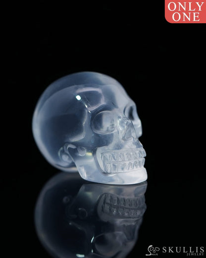 0.9’’ Milky Quartz Carved Gem Skull Skullis Realistic - 0800040 Tiny Gemstone Skull