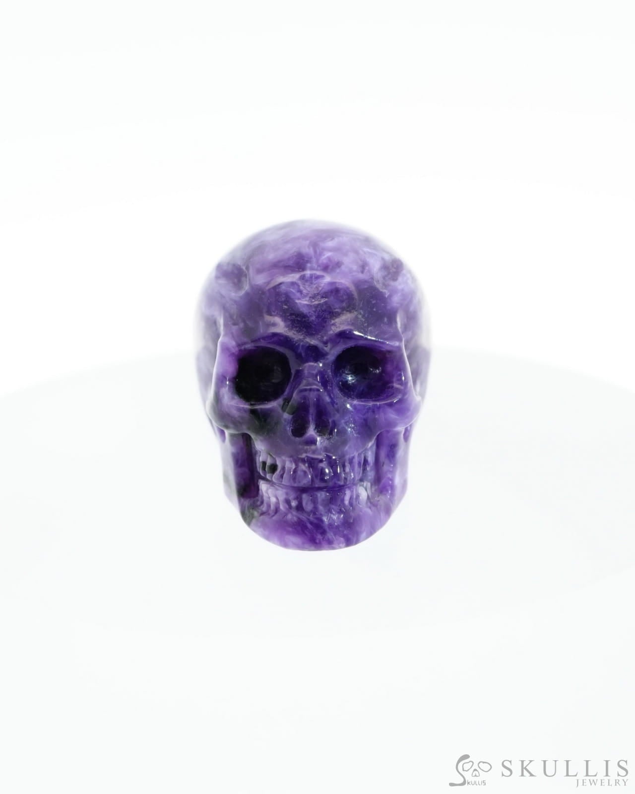 0.9’’ Russian Charoite Carved Gem Skull Skullis Realistic - 9500192 Tiny Gemstone Skull