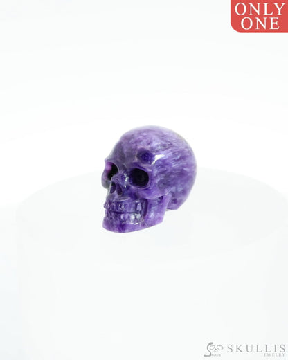 0.9’’ Russian Charoite Carved Gem Skull Skullis Realistic - 9500192 Tiny Gemstone Skull