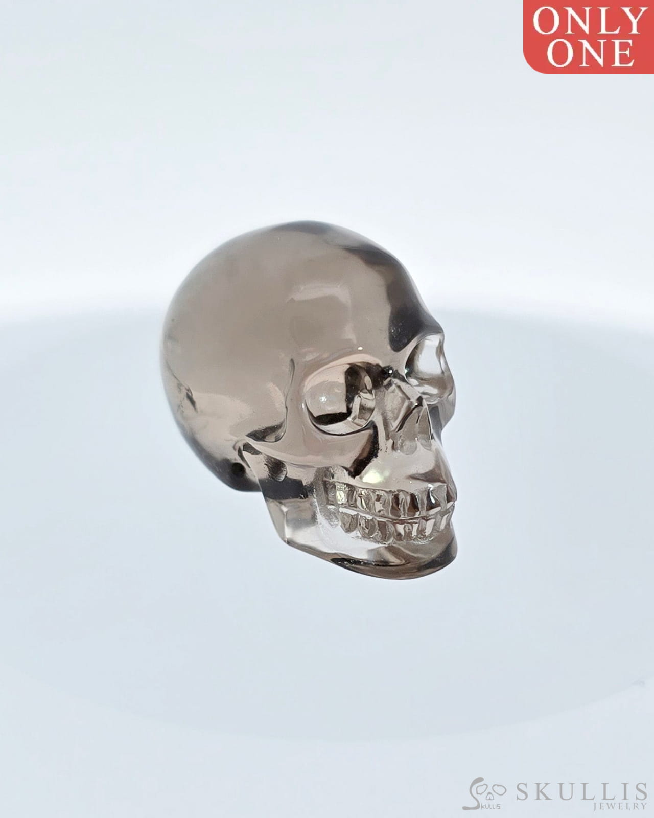 0.9’’ Smoky Quartz Rock Crystal Carved Gem Skull Skullis Realistic - I9500070 Tiny Gemstone