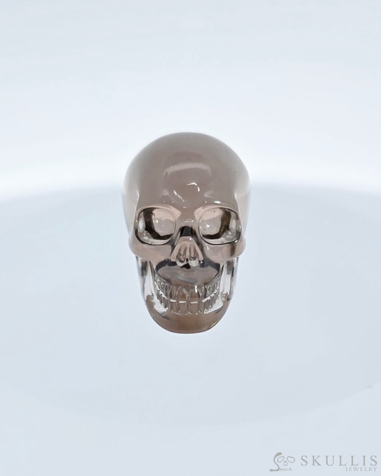 0.9’’ Smoky Quartz Rock Crystal Carved Gem Skull Skullis Realistic - I9500070 Tiny Gemstone